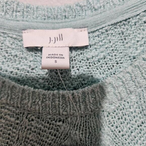 J Jill Canal Blue Seafoam Green Textured Knit Tunic Long Sleeve Sweater Small - Picture 4 of 7